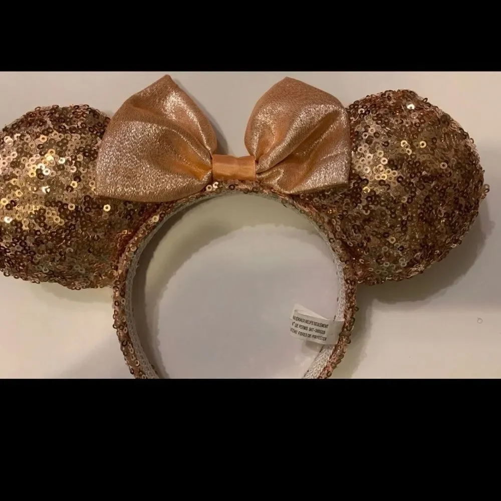 Disney Parks Glitter Imagination Pink Sequin Bow Minnie Mouse Ears Headband